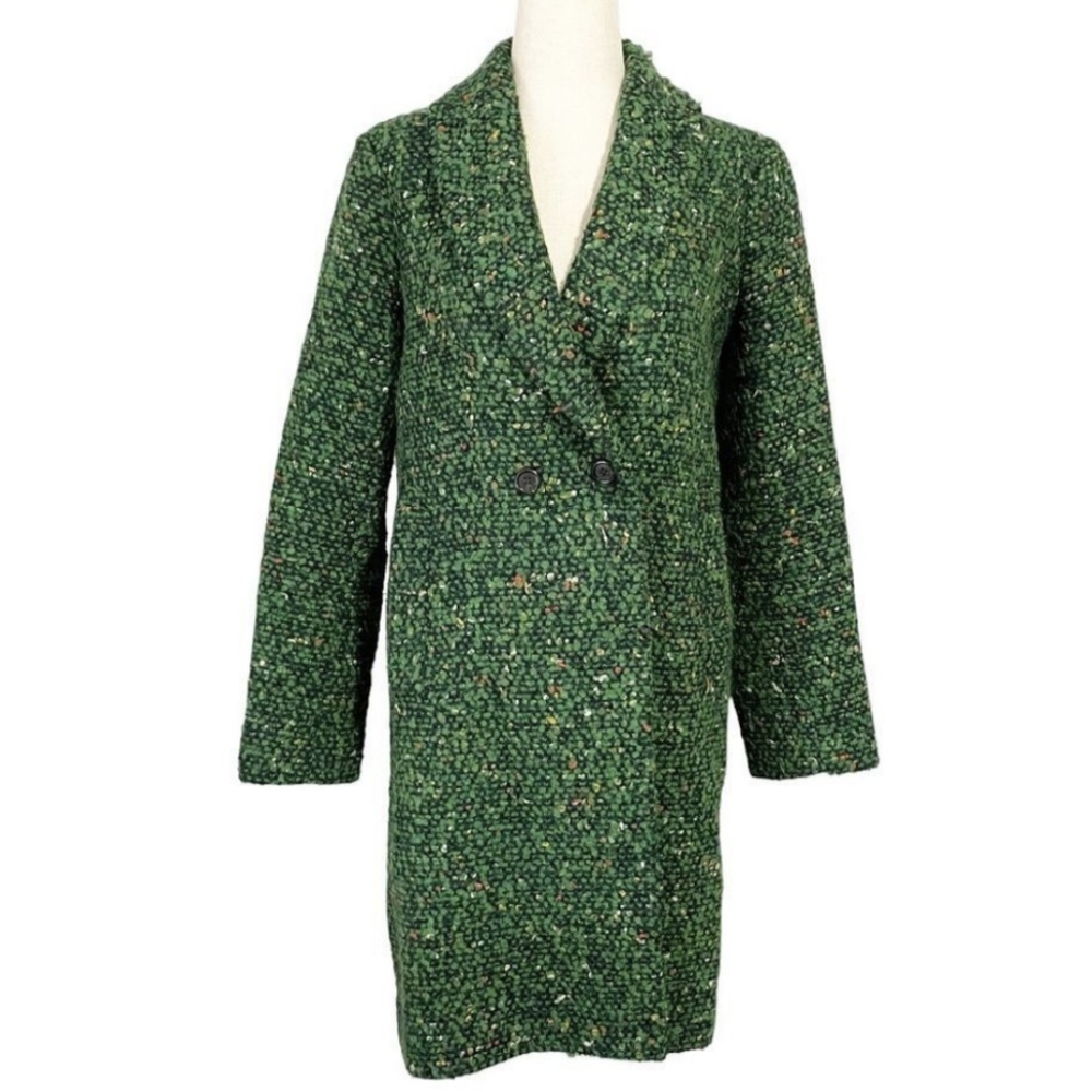 J. Crew Green Daphne Tweed Topcoat Coat Size 0 XS - Picture 5 of 15